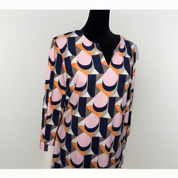 J. McLaughlin Dresses & Skirts - J.McLaughlin Catalina Cloth Geometric Print Dress - Size M - Navy Pink Orange